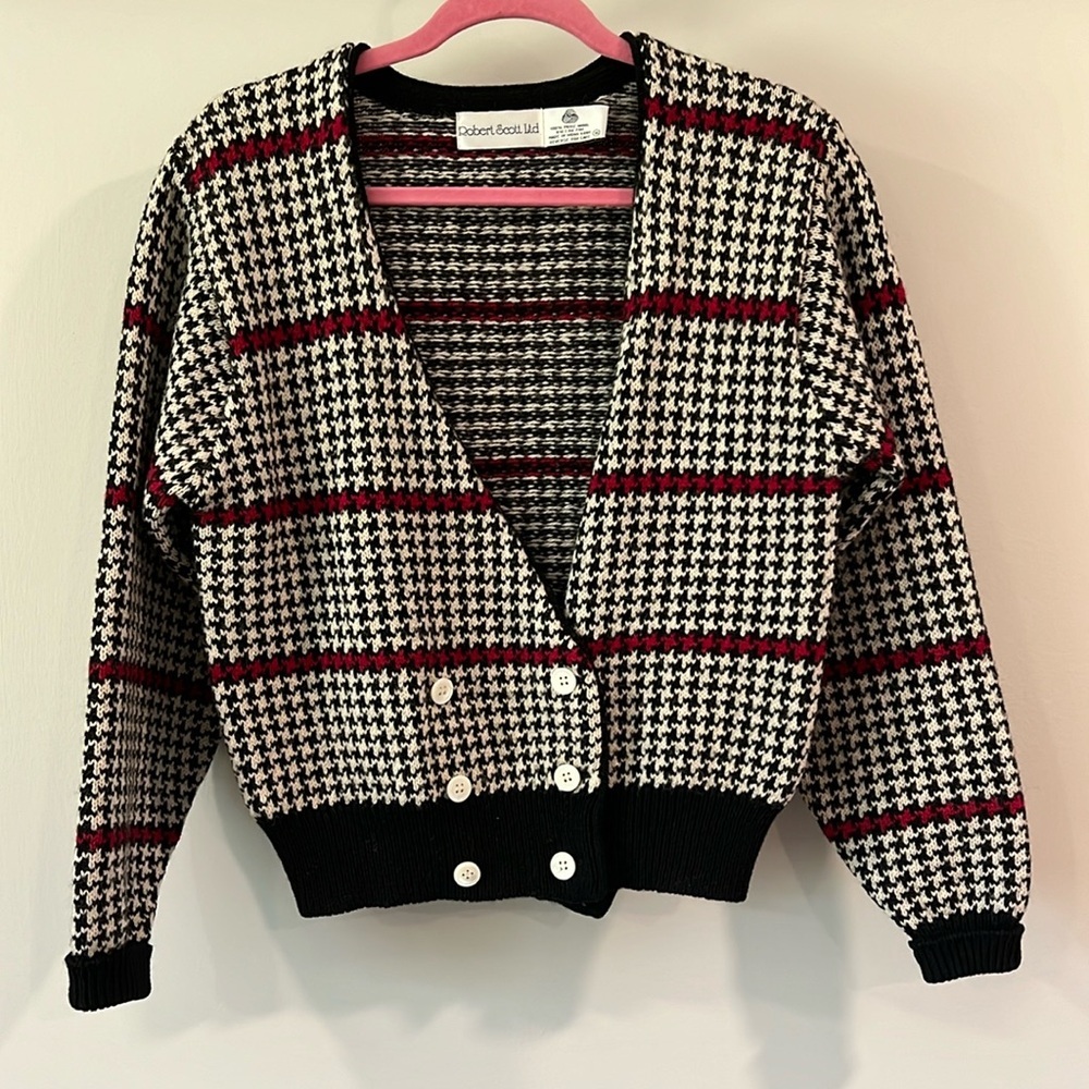 Robert Scott Ltd.‎ - 36, 100% wool, houndstooth cardigan